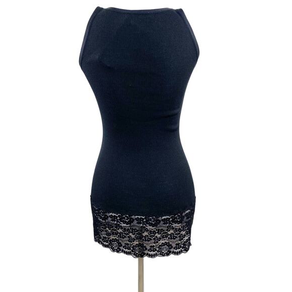 Femme Seven Barcelona Lace Trim Longline Layering Tank Top Black #FS14 Small S - Picture 4 of 9